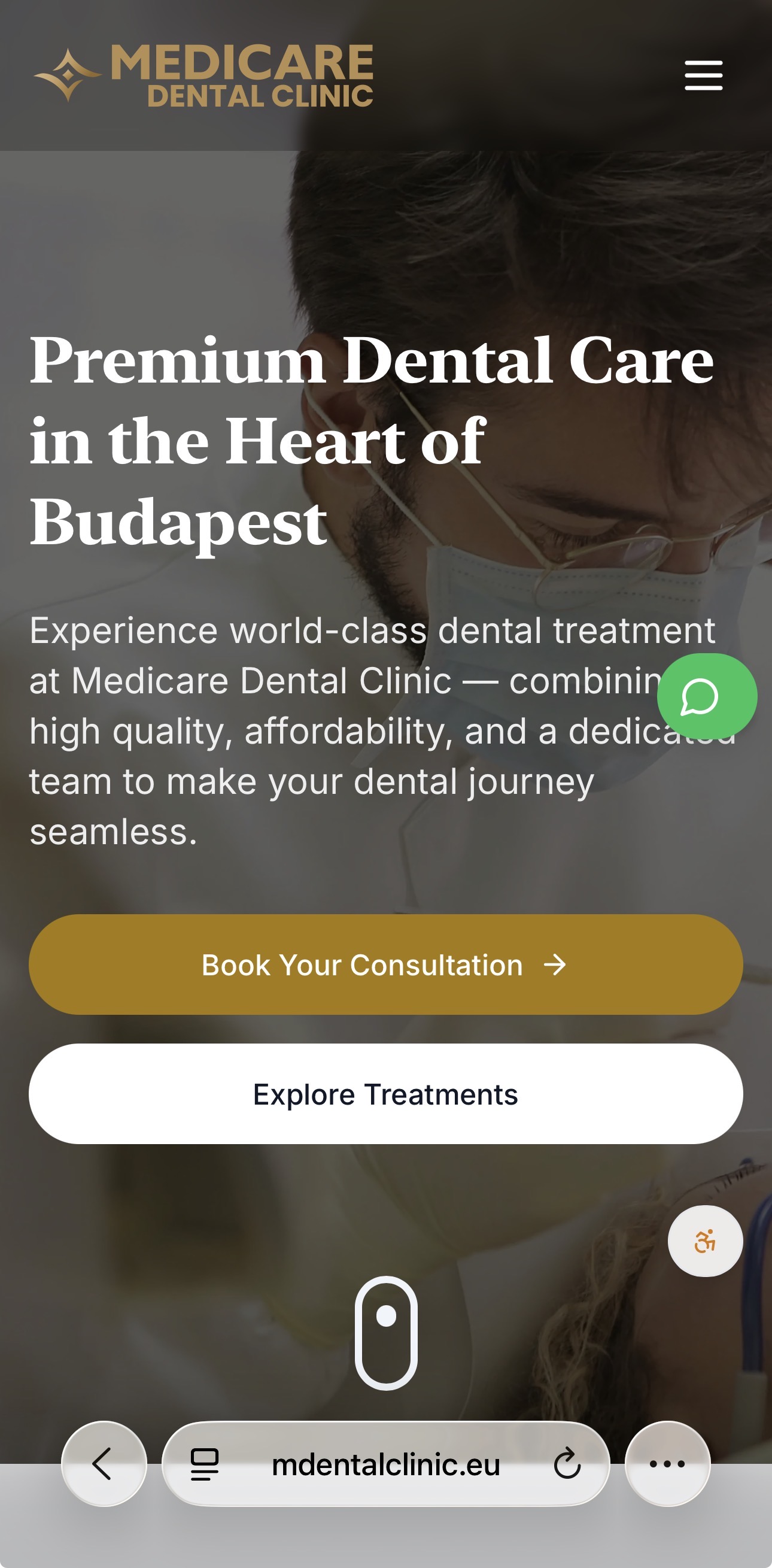 Medicare Dental Clinic mobile view